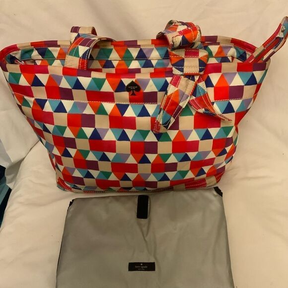 Kate Spade multi color purse baby diaper bag multi use tote washable Microfiber - Picture 2 of 14